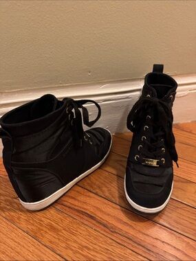 Bebe Black High-Top Wedge Sneakers size 7